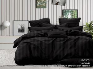 Набор: 2 наволочки сатин-страйп диз. № Полоса 1х1 Черный 19-0303