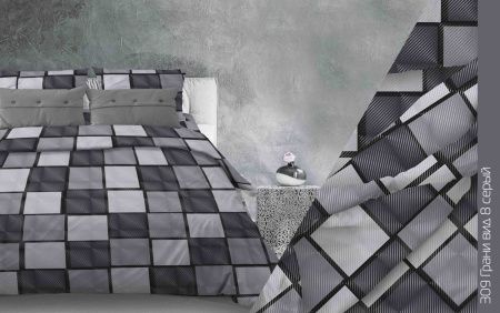 КПБ Бязь "Бояртекс" диз. № 309 Грани, 8/2 Вид, темно-серый (N)