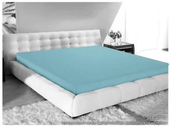 Простыня на резинке сатин 14-4810 TPX Нежная бирюза