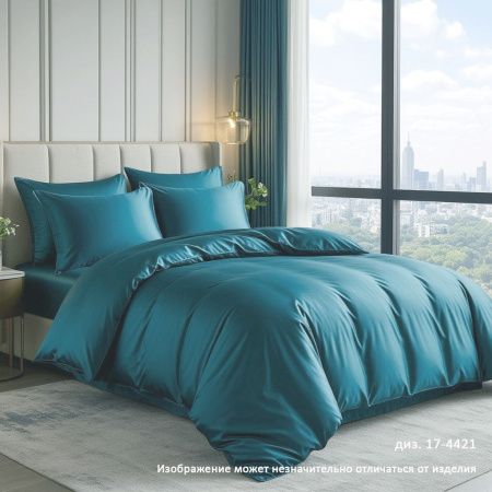 КПБ Сатин гл/кр "Luxor" диз. № 17-4421 (Темно-бирюзовый)