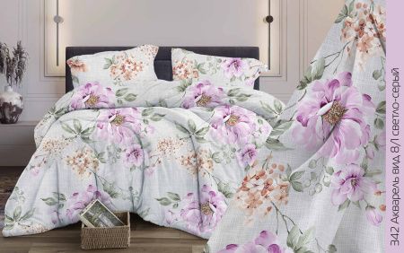 КПБ Бязь "Бояртекс" диз. № 342 Акварель, 8/1 Вид, светло-серый (L)