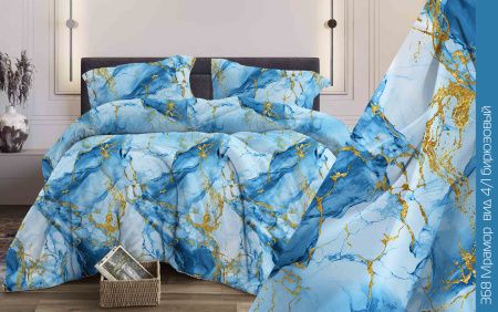 КПБ Бязь "Бояртекс" диз. № 368 Мрамор, 4/1 Вид, бирюзовый (L)