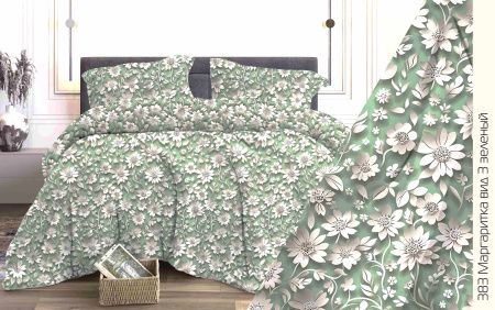 КПБ Бязь "Бояртекс" диз. № 383 Маргаритка, 3 Вид, зеленый (L)